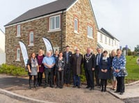 Families receiving keys for affordable homes at North Tawton