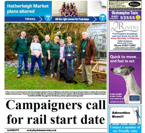 In today's Times: Campaigners fight to restore rail service, Hatherleigh Market housing plans revised, ten pages of sport and much more