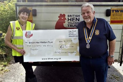 Egg-cellent boost for hen charity from Okehampton Rotary Club