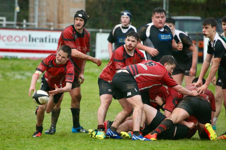 Scrum half James Lamb with quick ball from the base