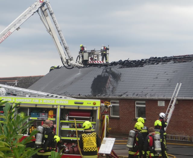 Fire crews fighting serious fire at Cheriton Bishop Village Hall
