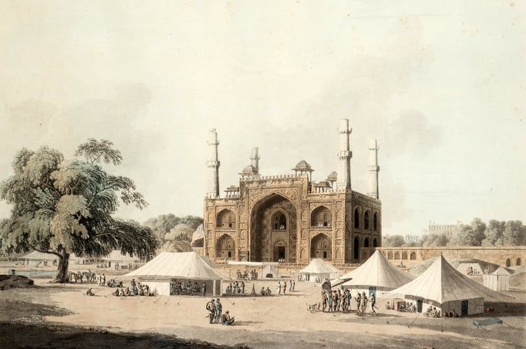 Gateway to the Tomb of Akbar at Sikandra, near Agra by Thomas Daniell (1749-1840) Estimate £400-£600