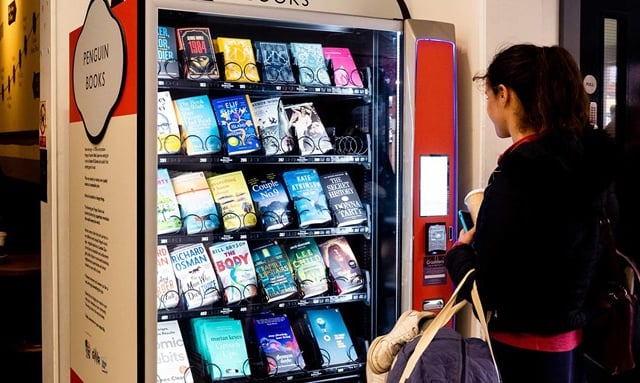 Penguin installs book vending machine at St David's Station in Exeter
