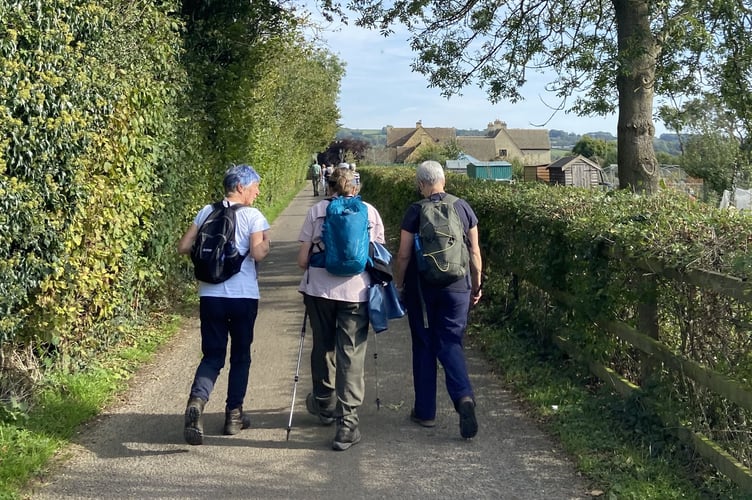 Okehampton Ramblers set out from Bourton on the Water in the Cotswolds