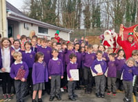 Santa drops by at Mary Tavy school