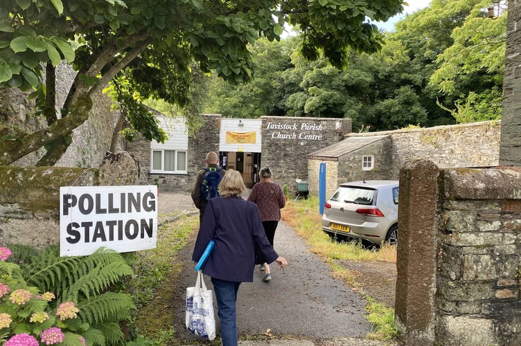 Voters going to vote at Tavistock Parish Church Centre on polling day last Thursday