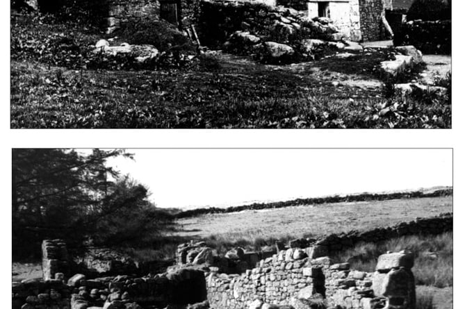 Photographs of Teignhead Farmhouse near Fernworthy Forest, 100 years apart, showing how its collapse - it is now a ruin visited by walkers and wild campers