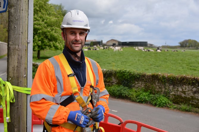 An Openreach engineer at work  - Lewdown is being invited to seize the opportunity to have full fibre broadband