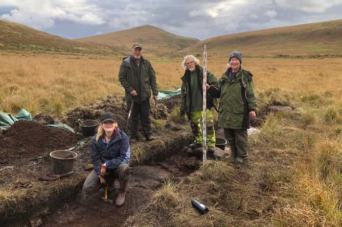 Alan Endacott and volunteers at the Metheral stone circle