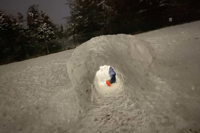 An ice house has been built in Princetown by snow-loving children.