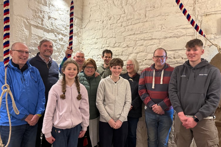 The bellringers from St John's Church enjoying their new bellringing chamber. (Picture: Lily Bater)